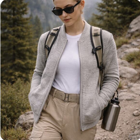 Calvin Klein Jackets & Blazers - Calvin Klein Sz L Full zip snap pckt LS Txtrd Heather Gray